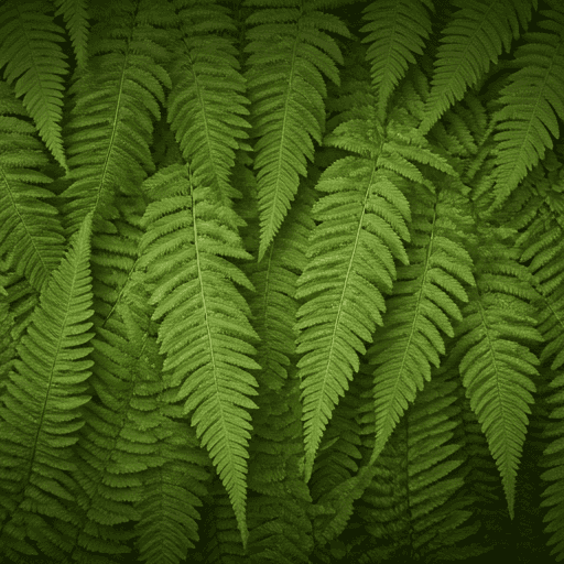 subtle background pattern of lush green fern leaves overlapping with soft focus
